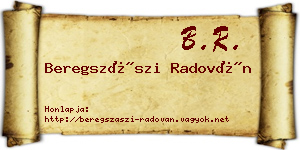 Beregszászi Radován névjegykártya